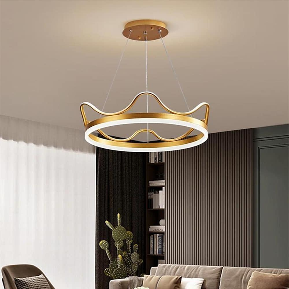 Dimmable LED Ring Chandelier Crown Design Aluminum & Acrylic