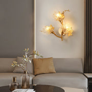 Maple Leaf Glass Wall Sconce with Three-Step Dimming - Modern Gold