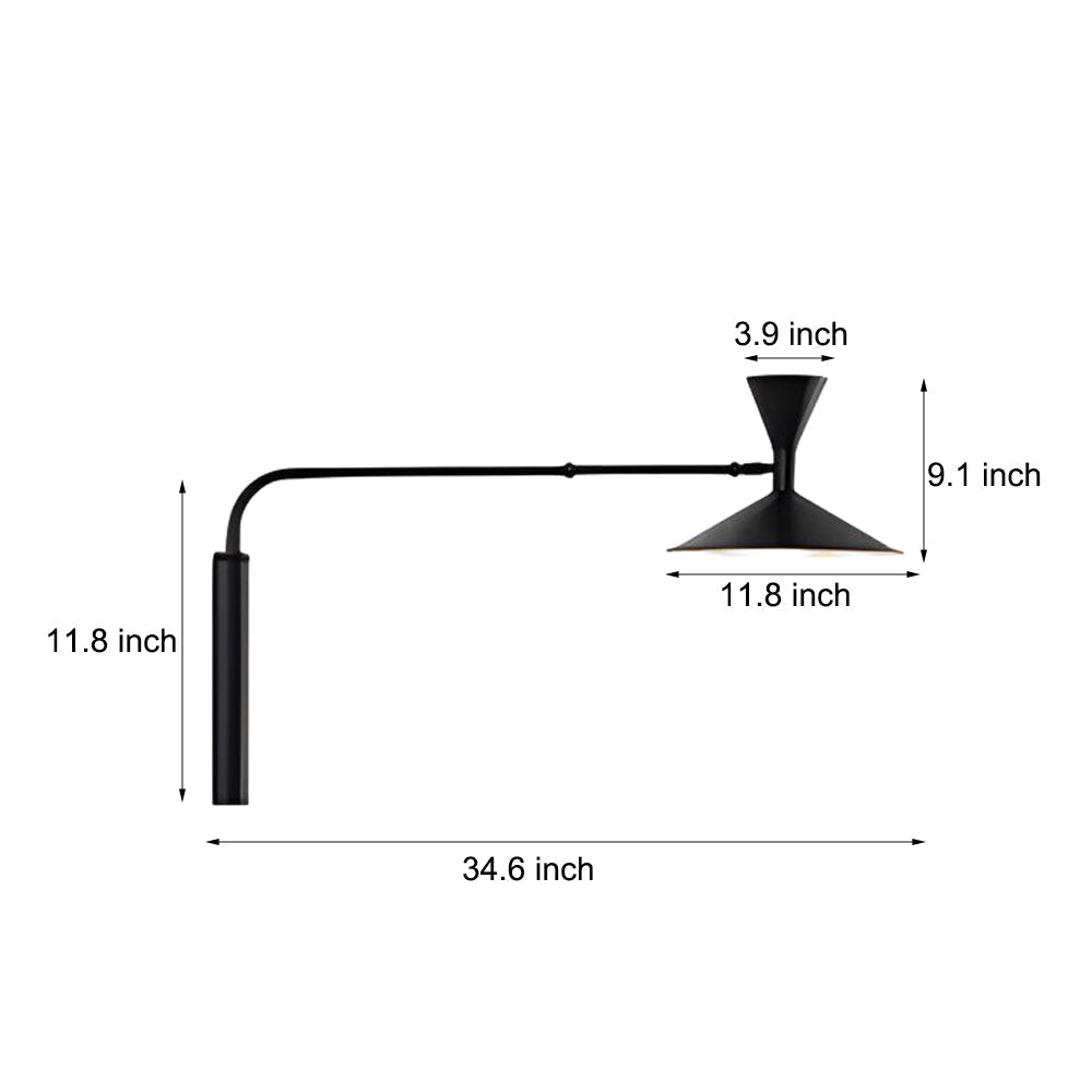 Adjustable Swing Arm Wall Sconce Modern Metal Trumpet Shade