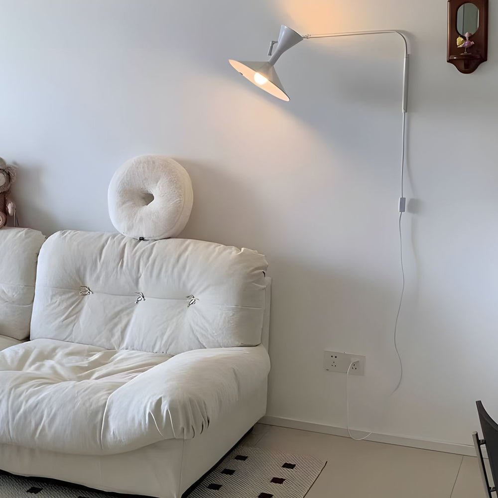Adjustable Swing Arm Wall Sconce Modern Metal Trumpet Shade