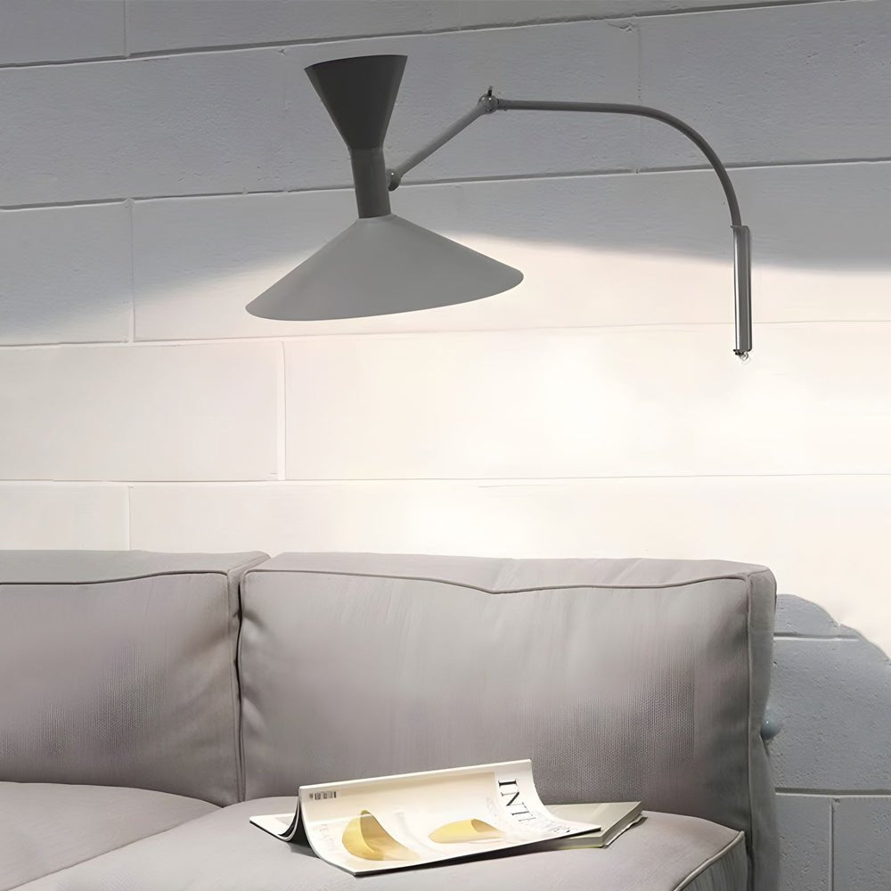 Adjustable Swing Arm Wall Sconce Modern Metal Trumpet Shade