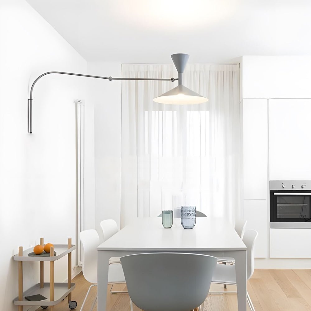 Adjustable Swing Arm Wall Sconce Modern Metal Trumpet Shade