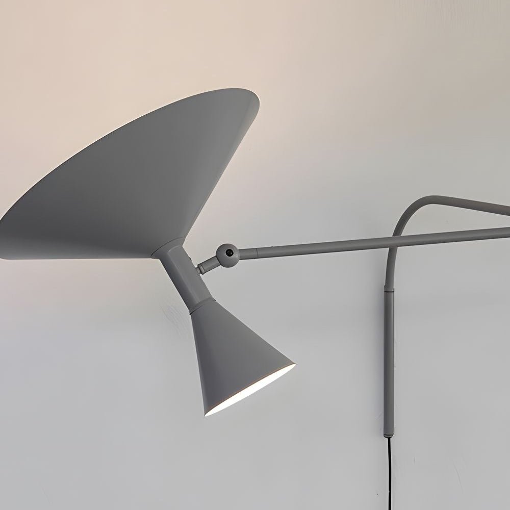 Adjustable Swing Arm Wall Sconce Modern Metal Trumpet Shade