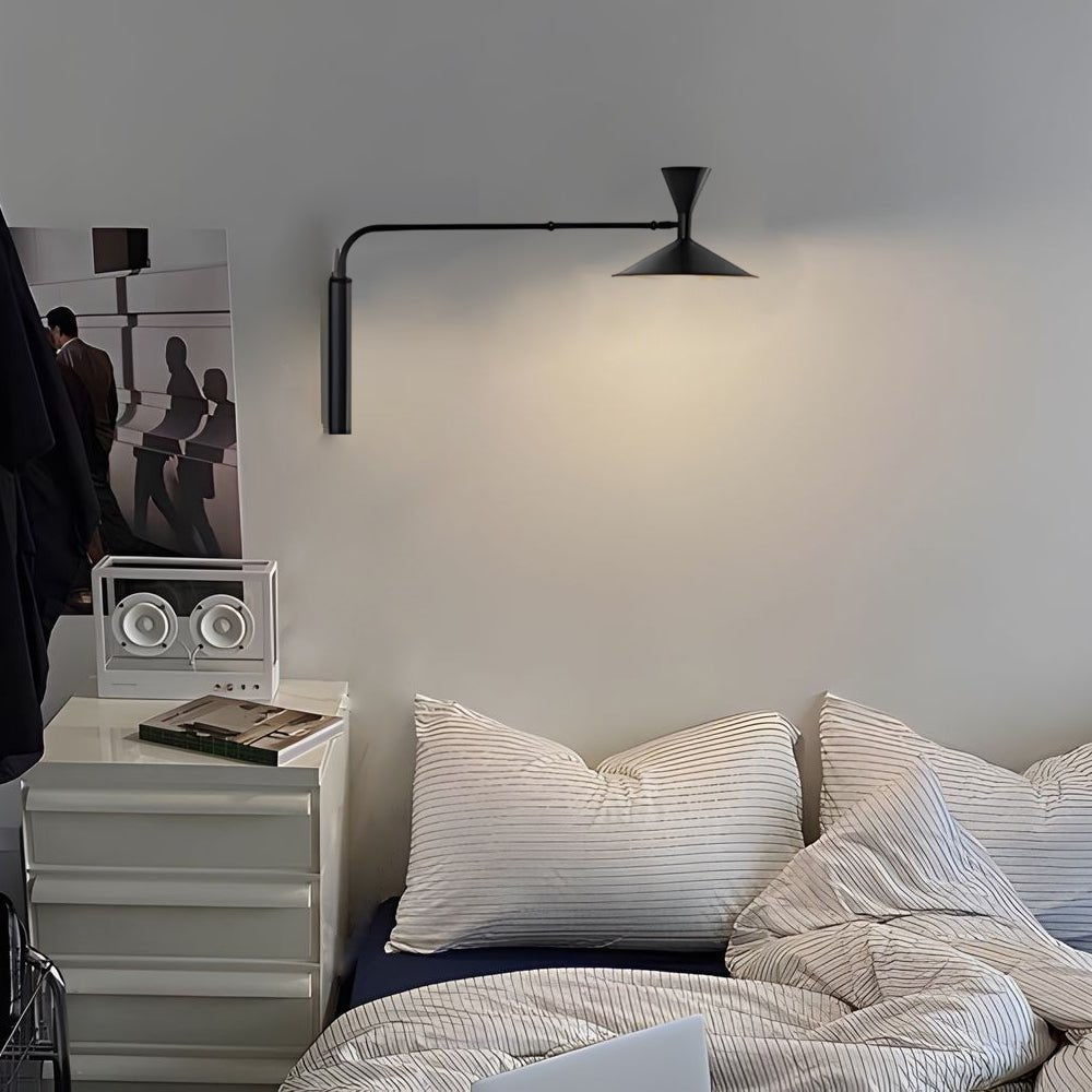 Adjustable Swing Arm Wall Sconce Modern Metal Trumpet Shade