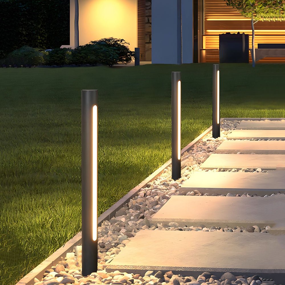 Modern Black Cylinder LED Pathway Light - Outdoor Landscape Lighting