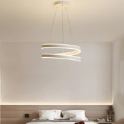 Matte White Twisted Ring Pendant Light with Dimmable LED