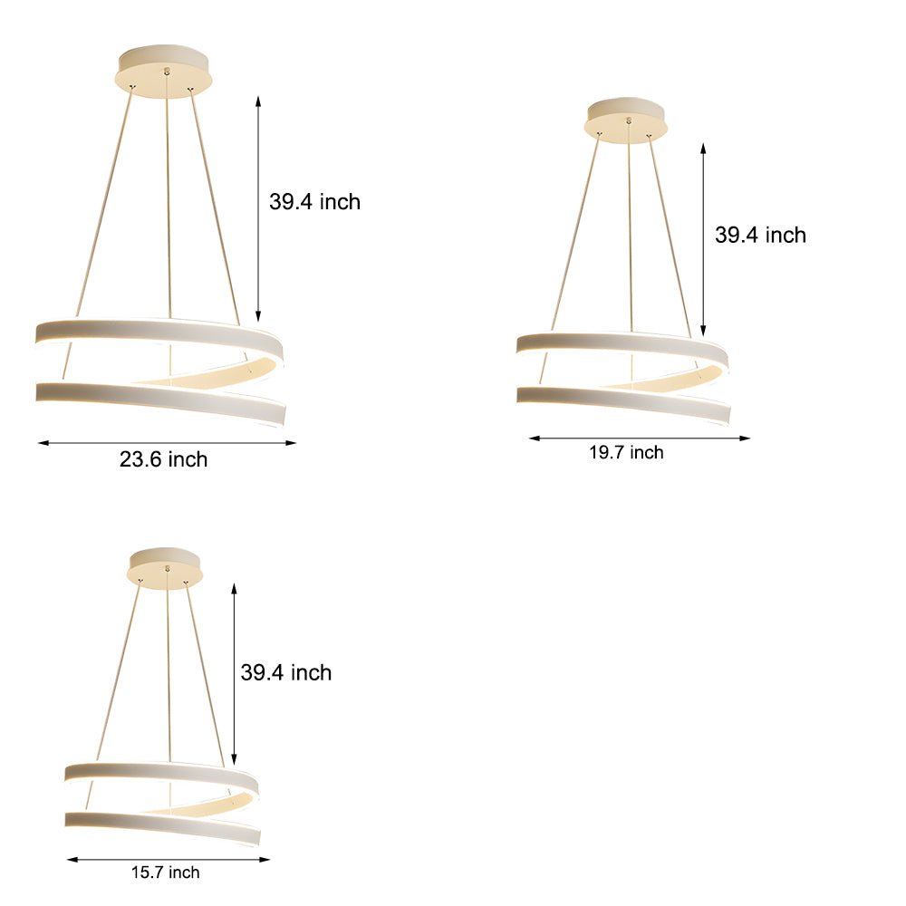 Matte White Twisted Ring Pendant Light with Dimmable LED