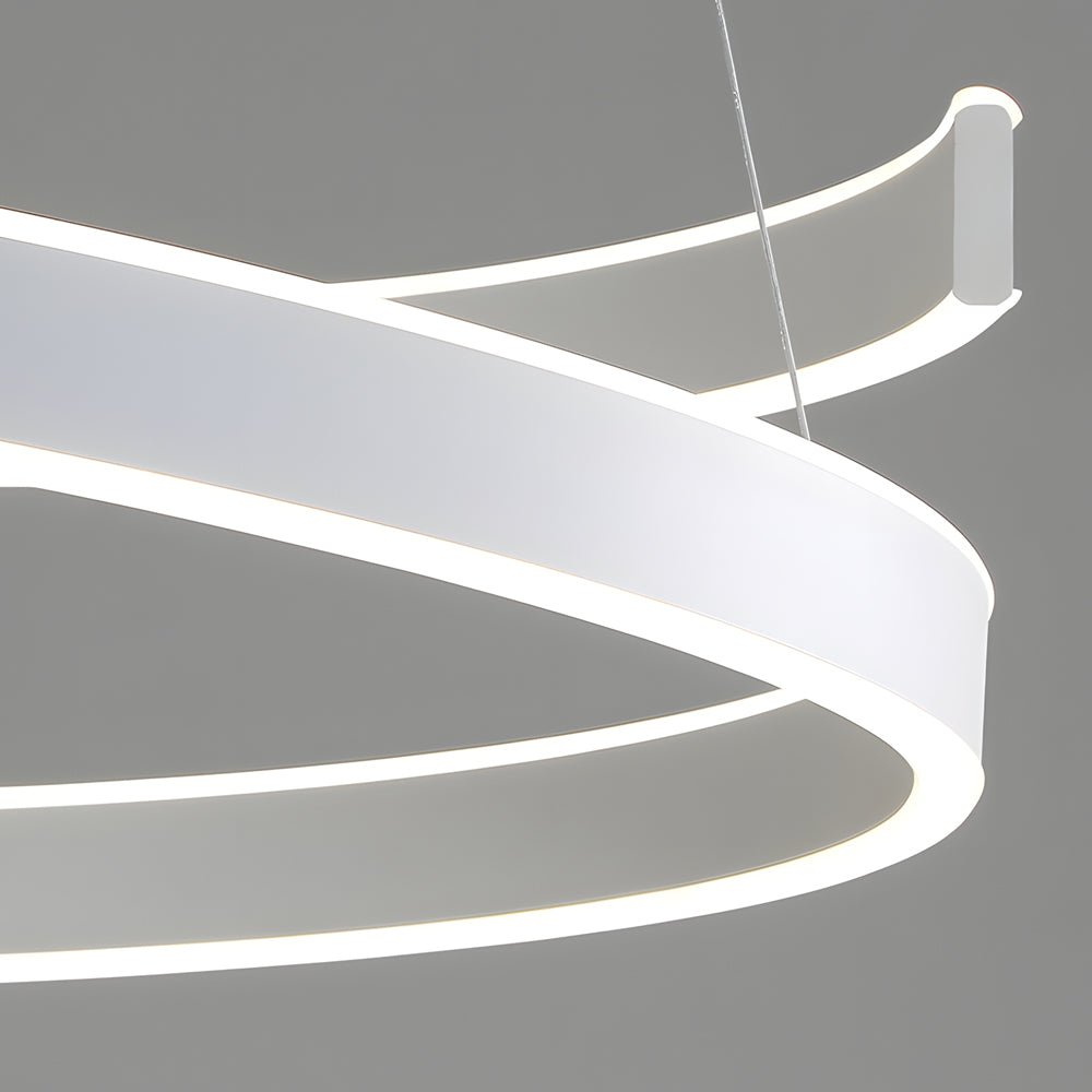 Matte White Twisted Ring Pendant Light with Dimmable LED