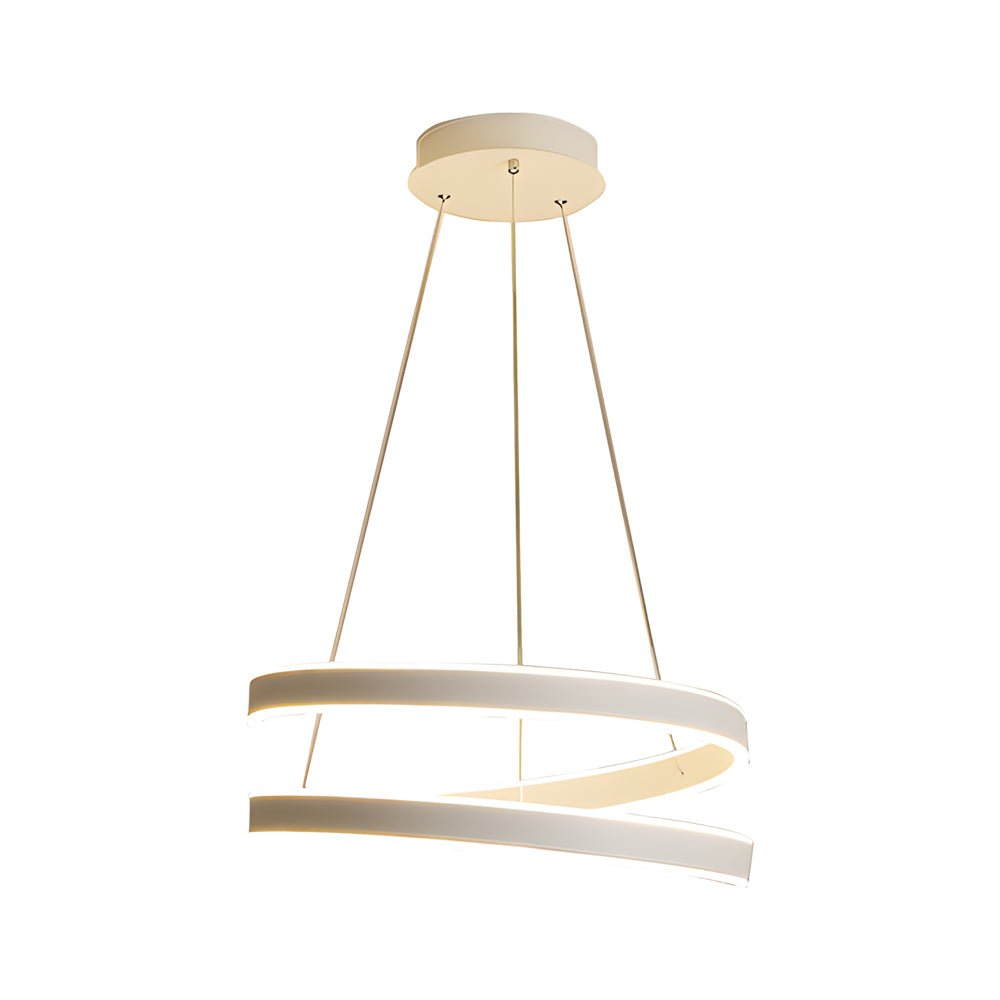 Matte White Twisted Ring Pendant Light with Dimmable LED