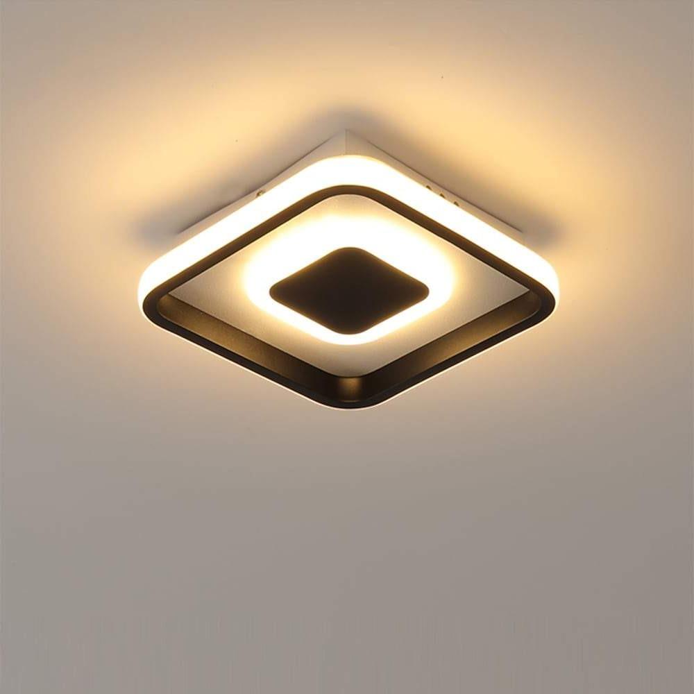 Dual Square LED Black Flush Mount Ceiling Light Modern Minimal