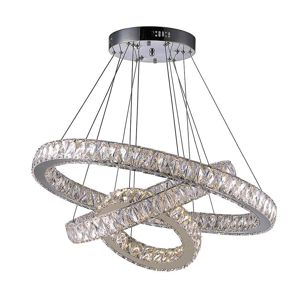 Interwoven Circle Crystal Chandelier Modern 3-Tier Metal Ceiling Light