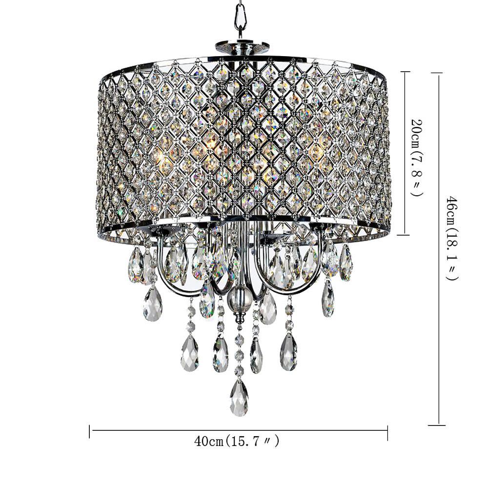 Crystal Metal Chandelier 4-Light Industrial Pendant Lighting