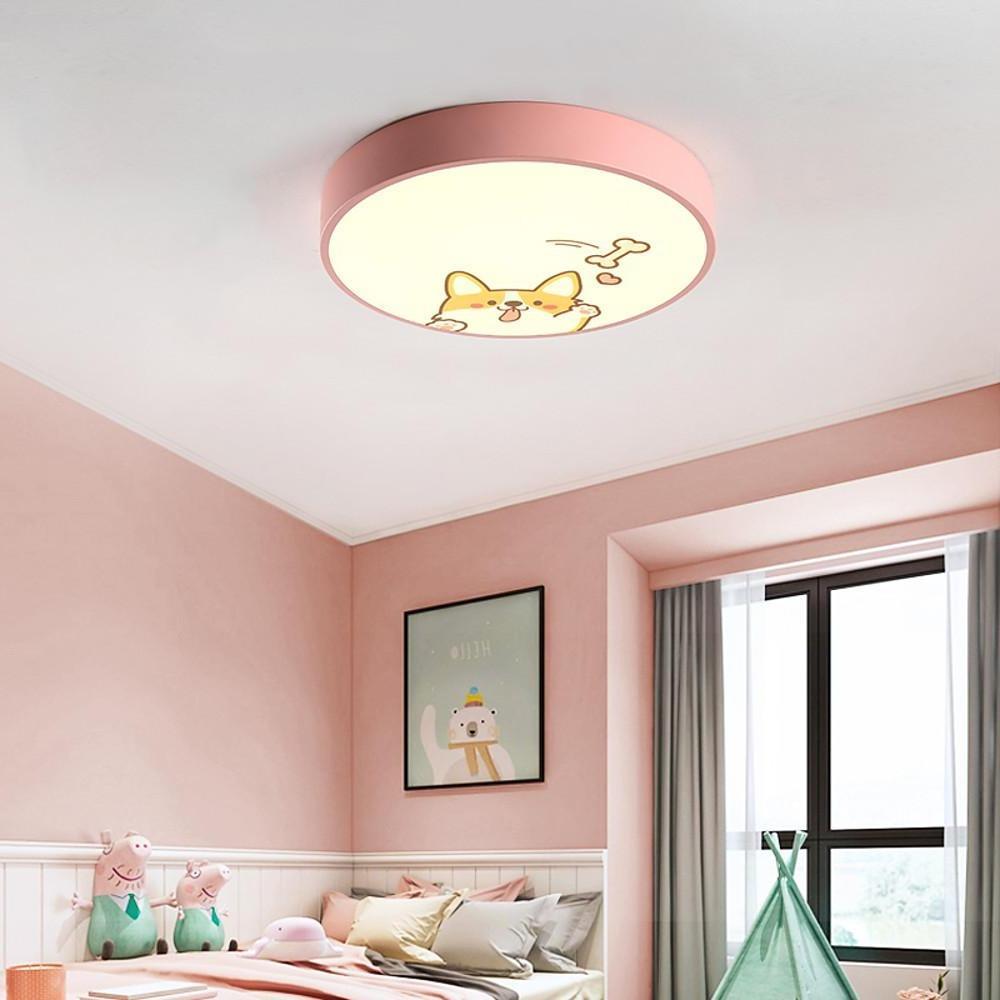 Circular Dog Design Flush Mount LED Ceiling Light for Kids Bedroom