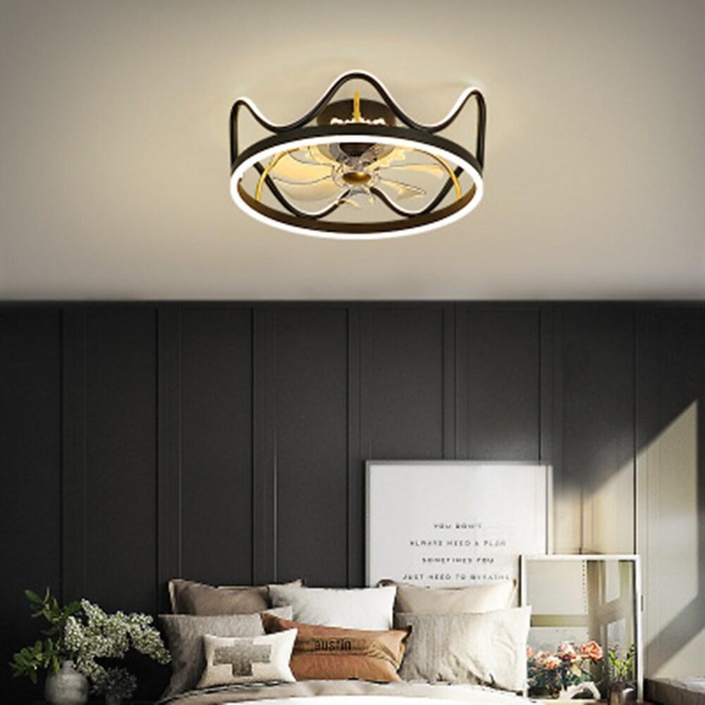 Modern Crown Ceiling Fan Light with Inbuilt LED - 3-Color Temperature
