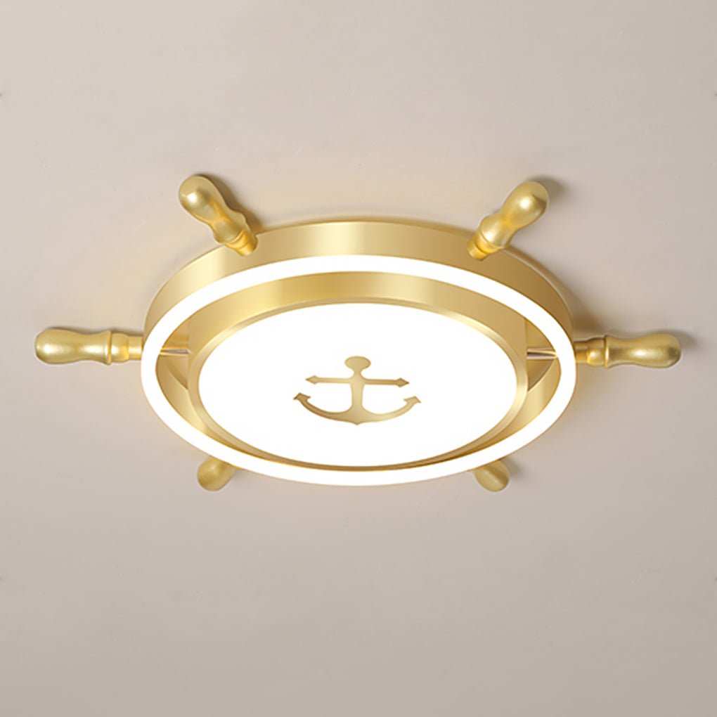 Nautical Rudder LED Flush Mount Ceiling Light for Kids Room