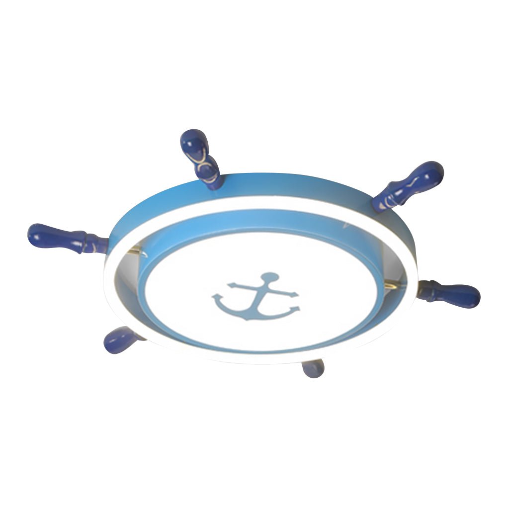 Nautical Rudder LED Flush Mount Ceiling Light for Kids Room