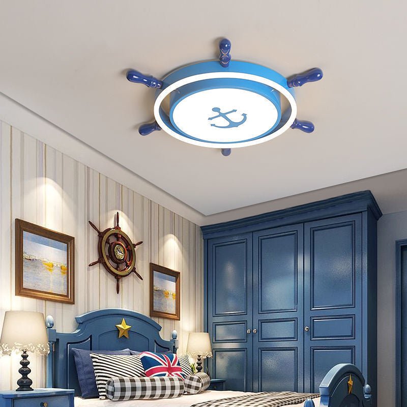 Nautical Rudder LED Flush Mount Ceiling Light for Kids Room