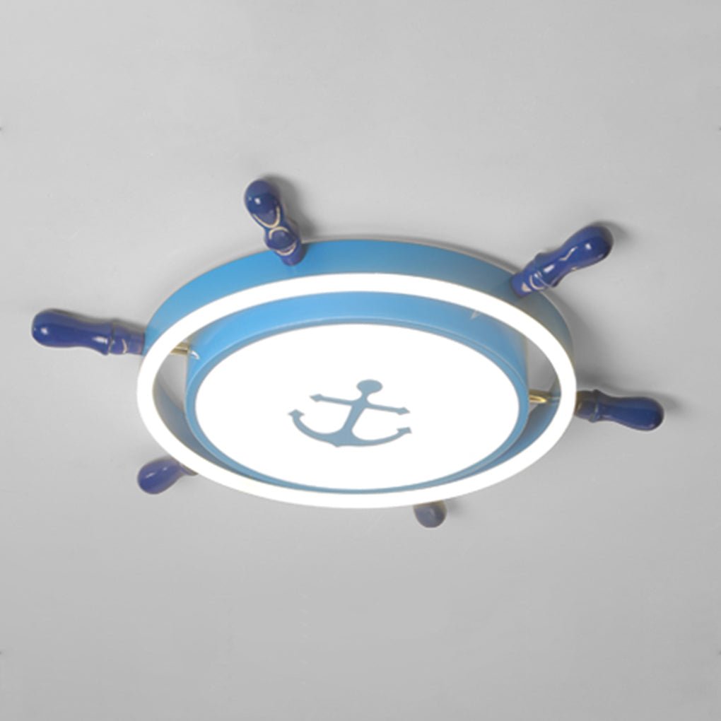 Nautical Rudder LED Flush Mount Ceiling Light for Kids Room