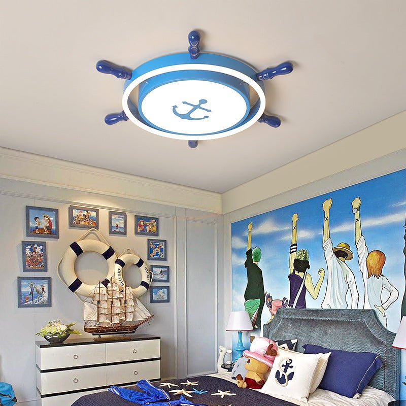 Nautical Rudder LED Flush Mount Ceiling Light for Kids Room