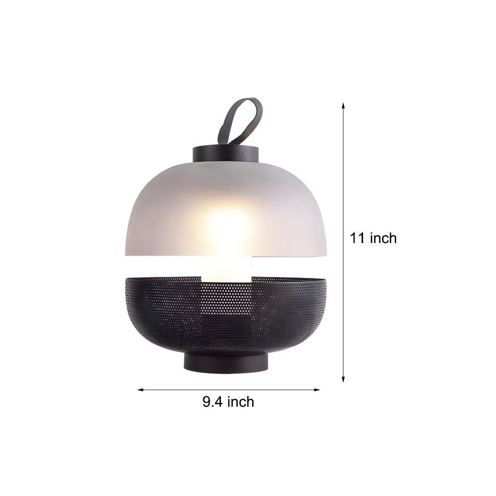 Modern Frosted Glass & Mesh Metal LED Table Lamp - 11 Inch
