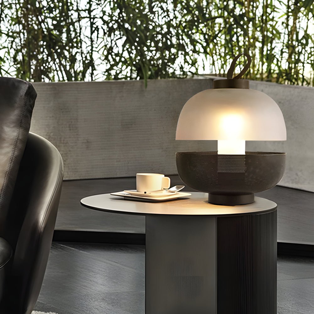 Modern Frosted Glass & Mesh Metal LED Table Lamp - 11 Inch