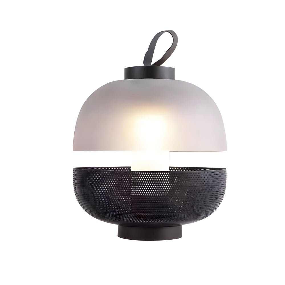 Modern Frosted Glass & Mesh Metal LED Table Lamp - 11 Inch