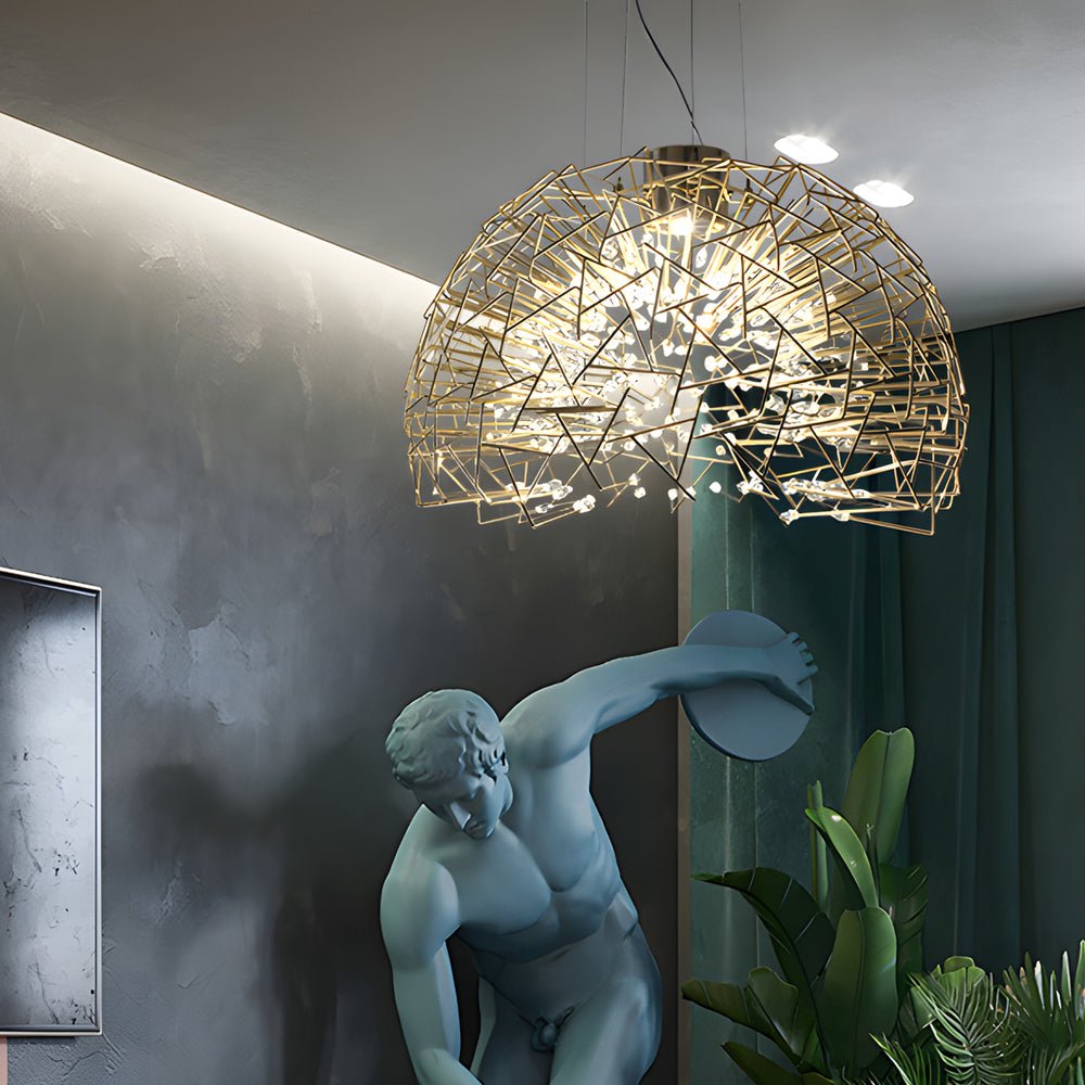 Crystal Starburst Sphere Chandelier - Modern LED Pendant Light