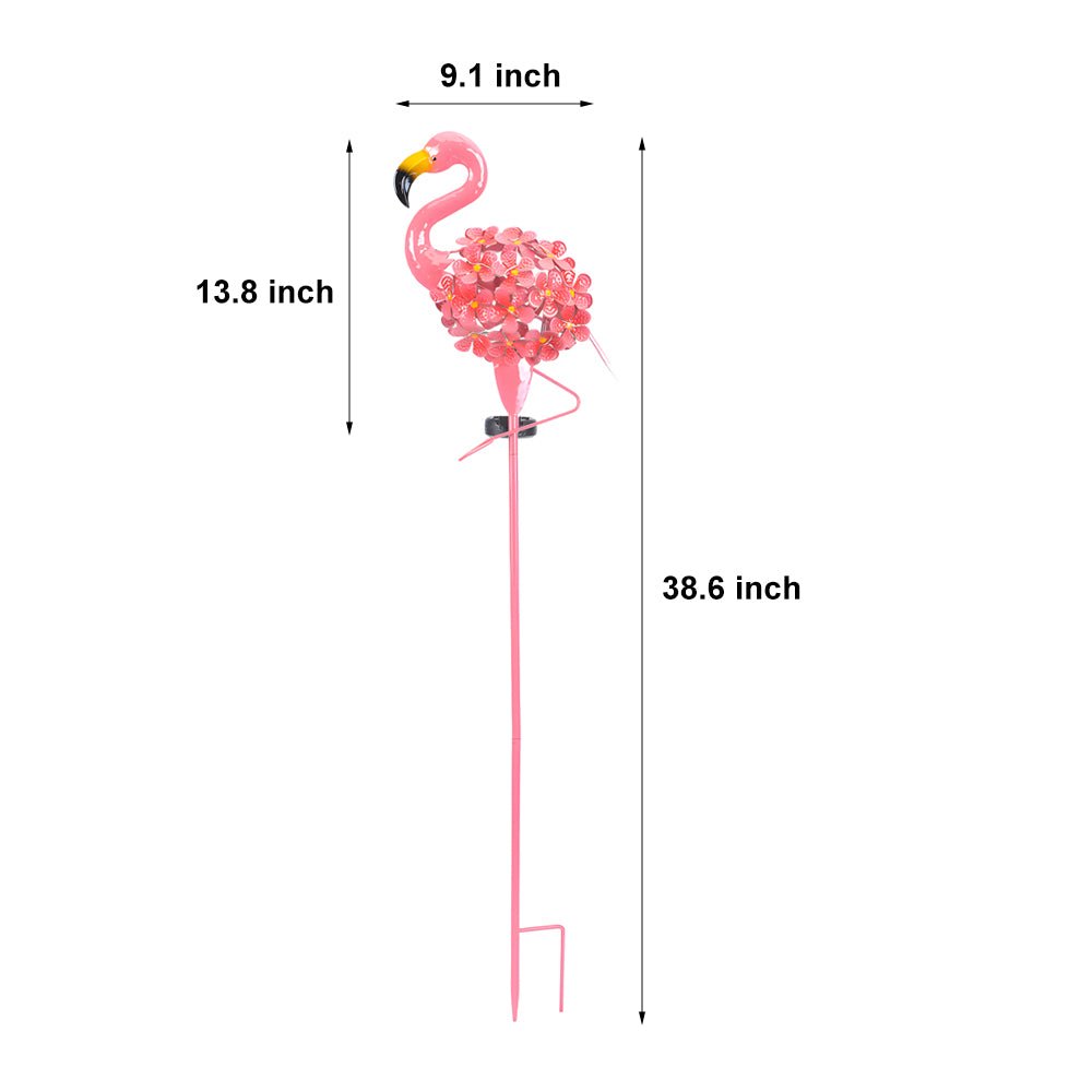 Pink Flamingo Solar Stake Lights - 2 Pack Outdoor Pathway LED Lamps