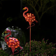 Pink Flamingo Solar Stake Lights - 2 Pack Outdoor Pathway LED Lamps