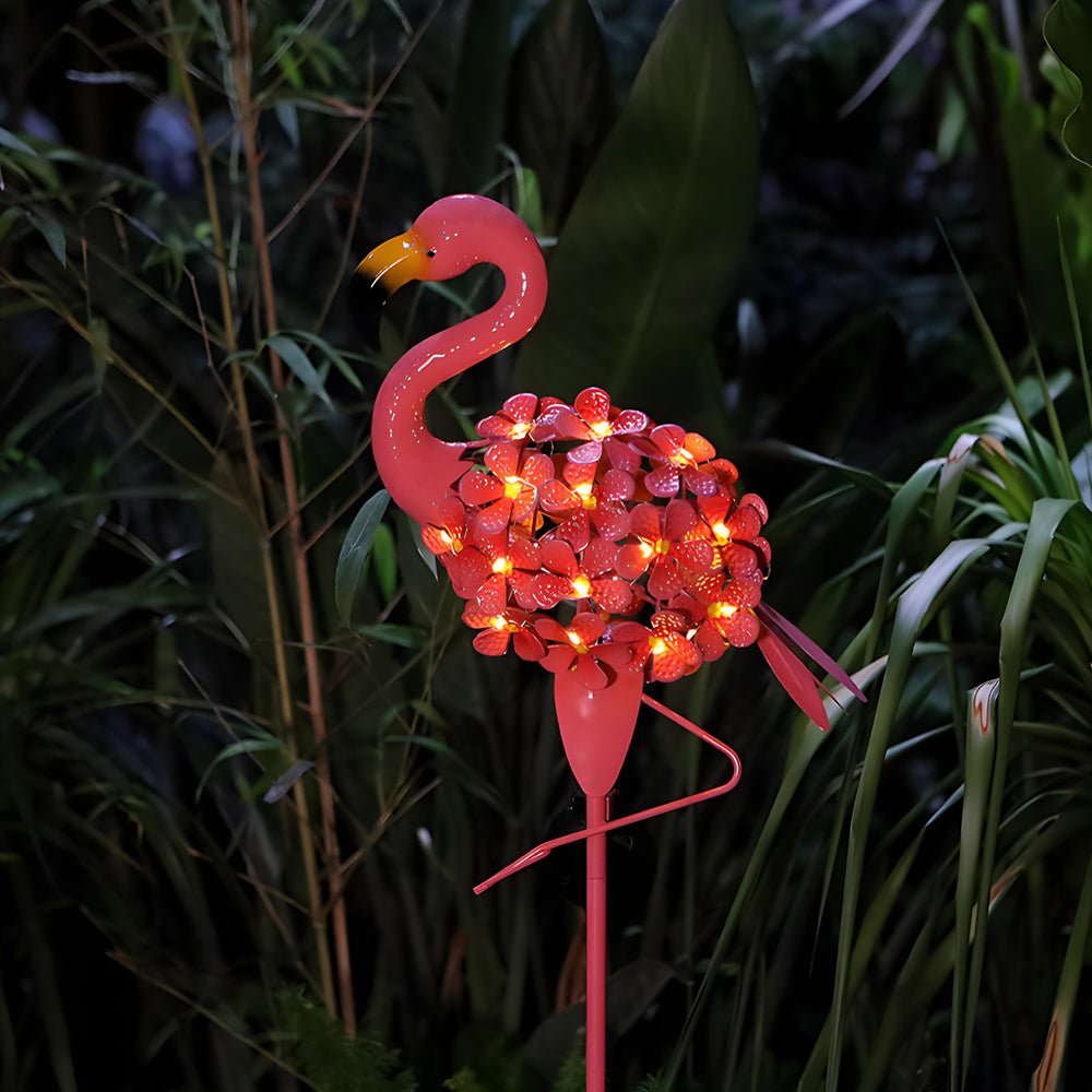 Pink Flamingo Solar Stake Lights - 2 Pack Outdoor Pathway LED Lamps