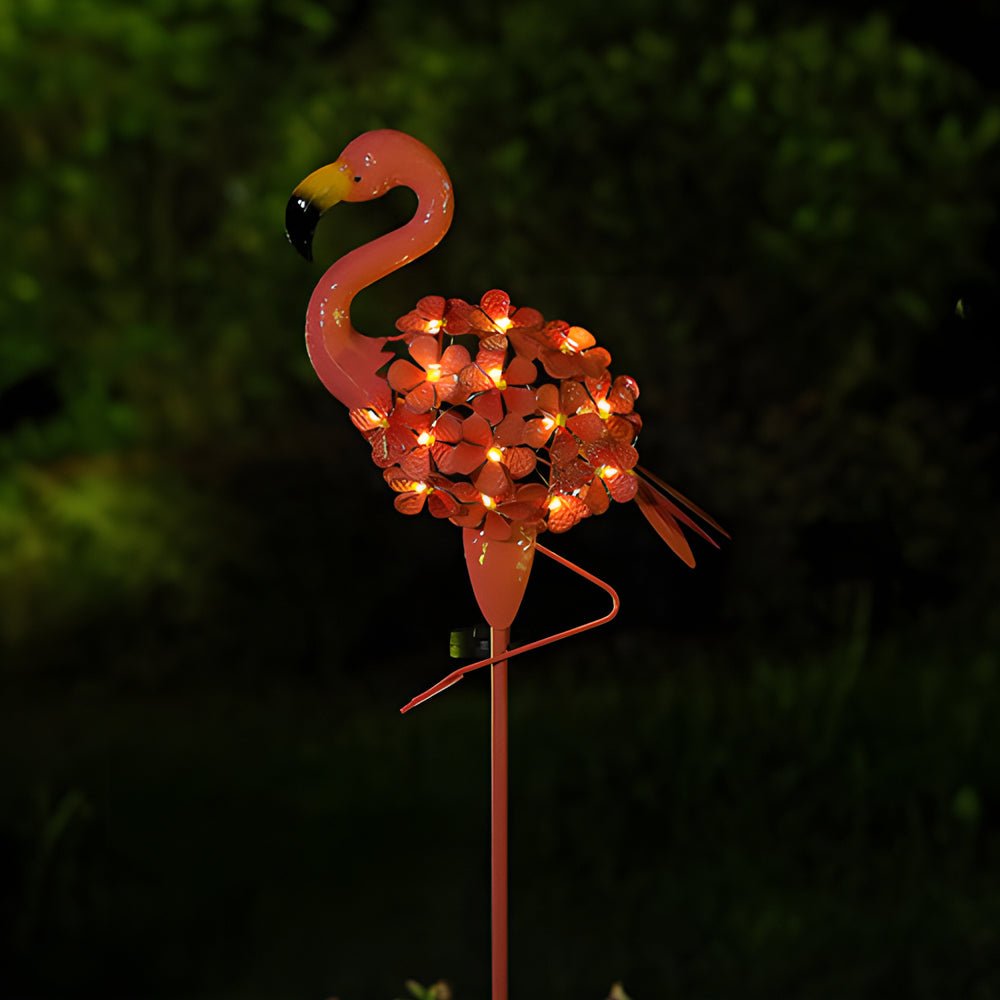 Pink Flamingo Solar Stake Lights - 2 Pack Outdoor Pathway LED Lamps