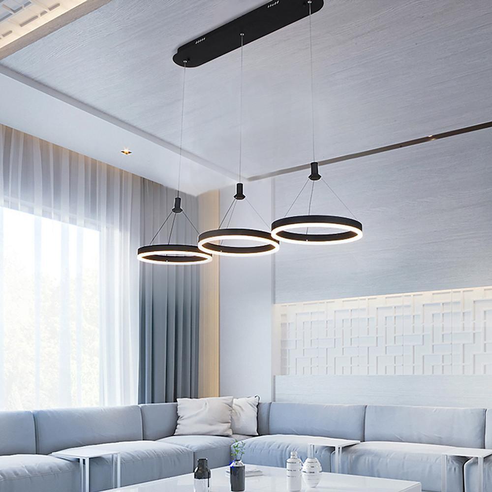 Modern 3-Ring LED Chandelier with Adjustable Suspension