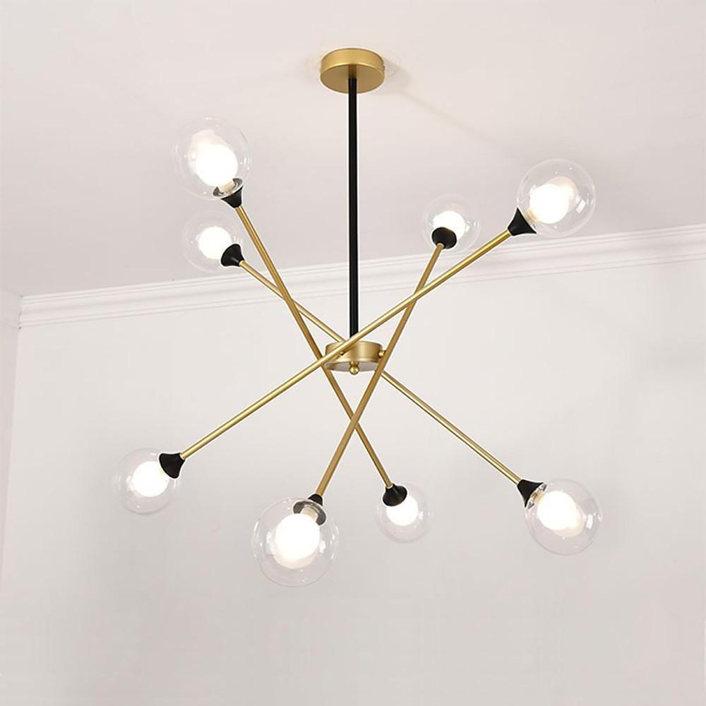 Modern Glass Sputnik Chandelier with Metal Frame
