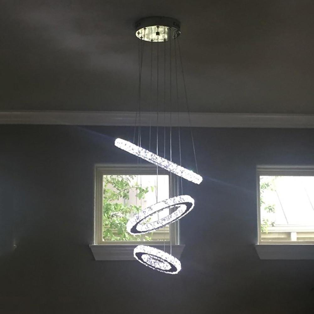 3-Ring Adjustable Crystal Chandelier Modern LED Ceiling Light