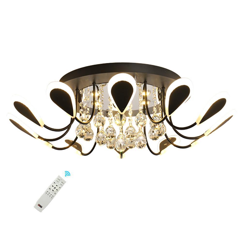 Flower Shaped Dimmable LED Crystal Flush Mount Ceiling Light