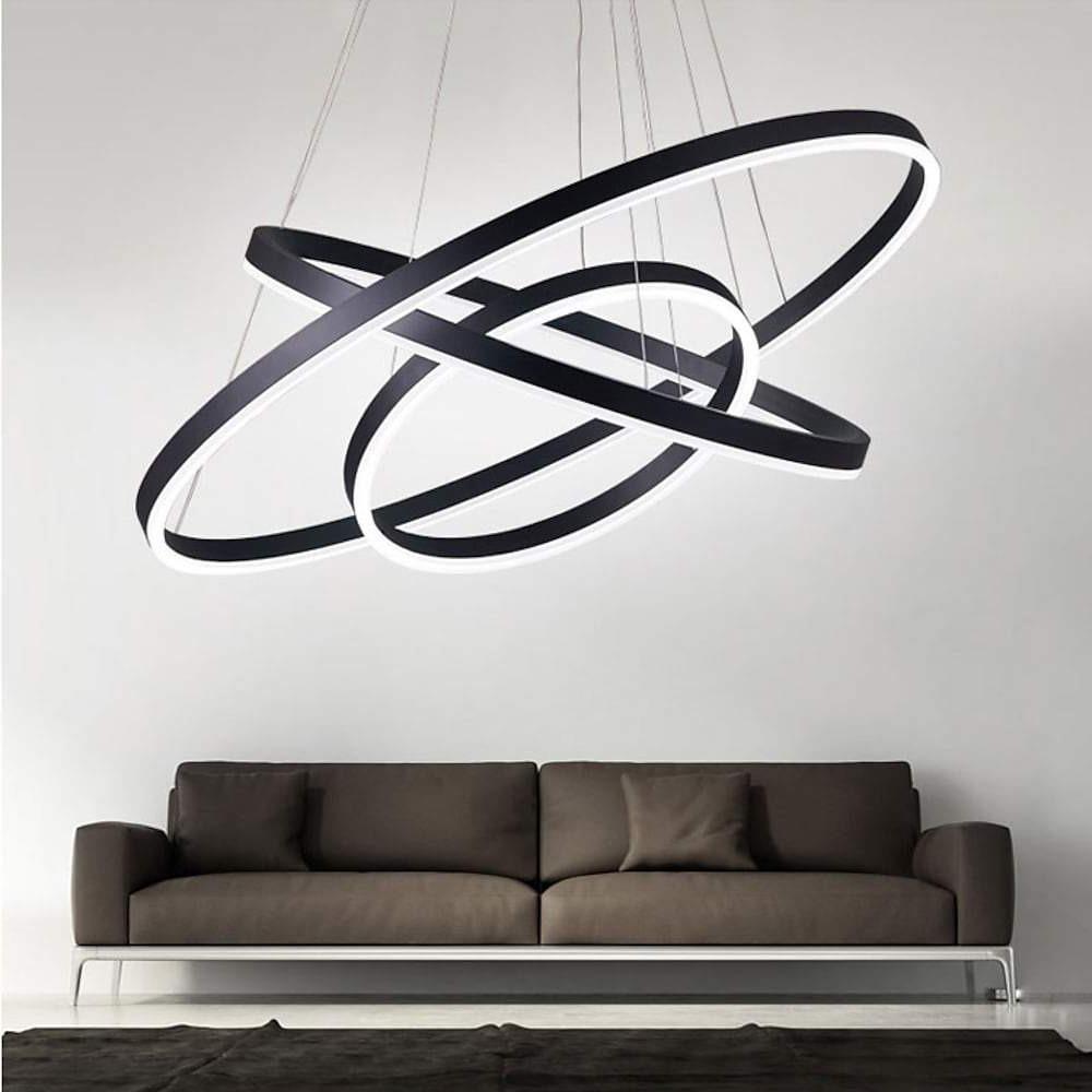 Modern 3-Ring Graduated Chandelier with Remote Control