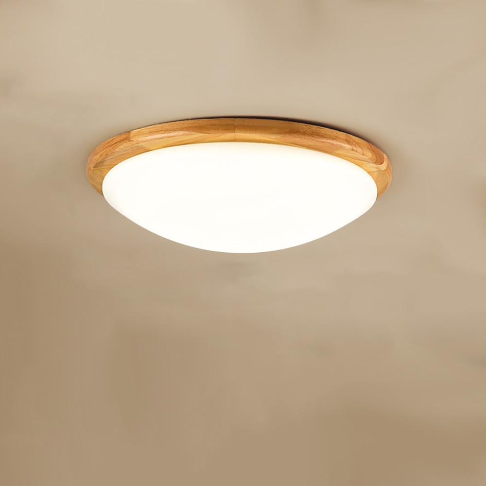 14'' Dimmable Wood Flush Mount Light Nordic LED Ceiling Lamp