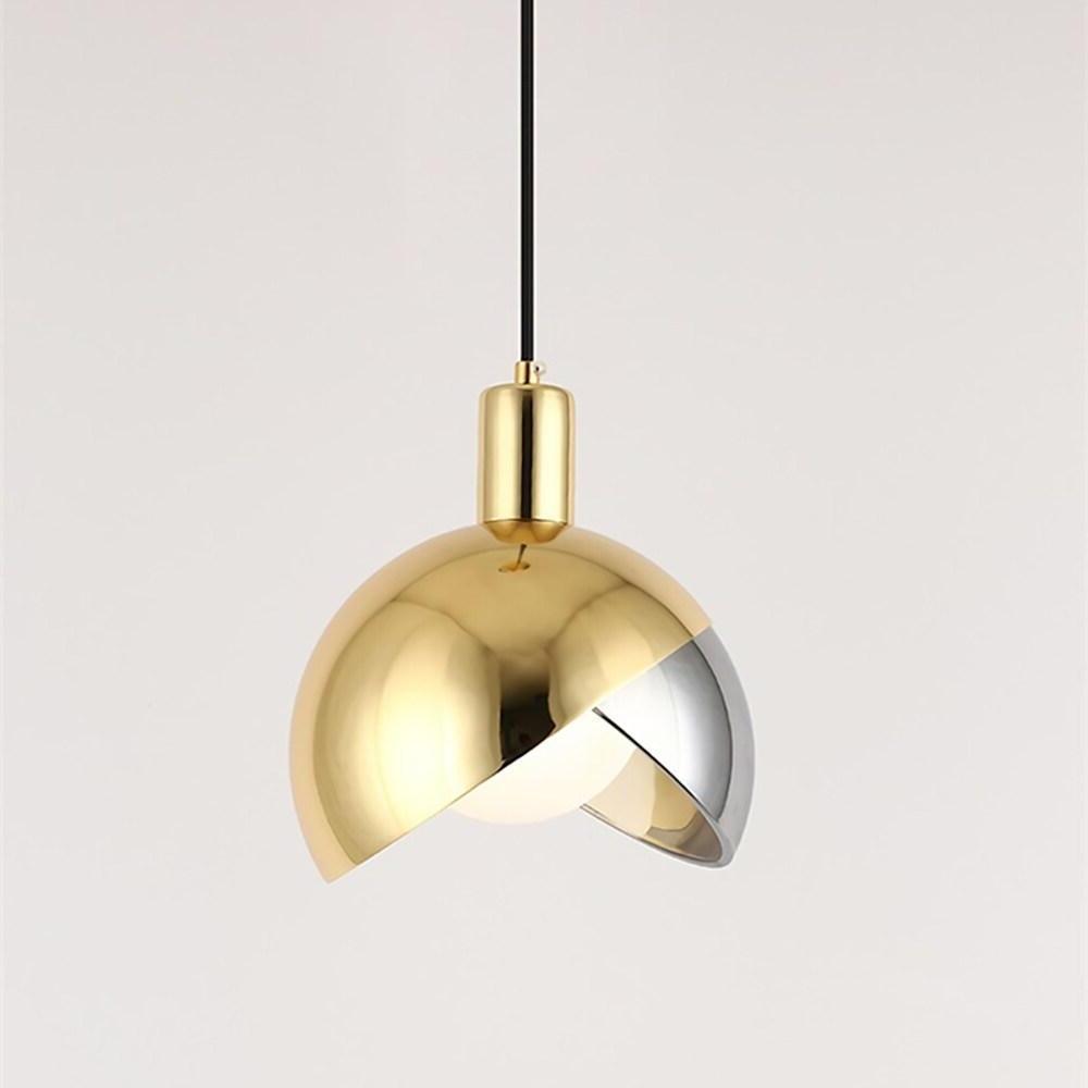 Industrial Semi-Globe Metal Glass Pendant Light