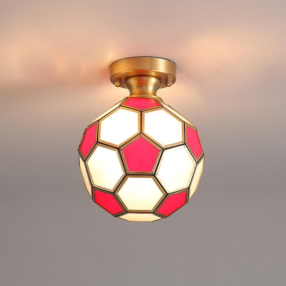 Football Flush Mount Ceiling Light Copper Glass Kids Room Lighting