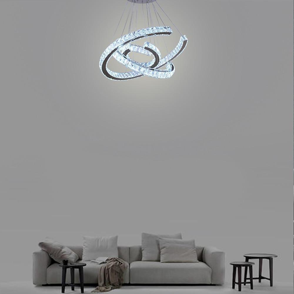 Wave Crystal Chandelier with Stainless Steel Finish - 3-Light LED