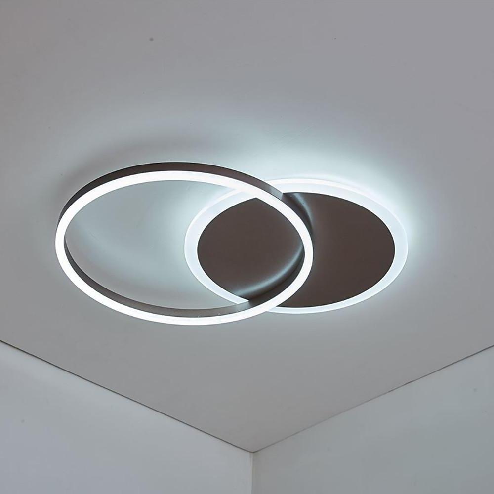 22" Modern Two Ring LED Flush Mount Ceiling Light - Aluminum