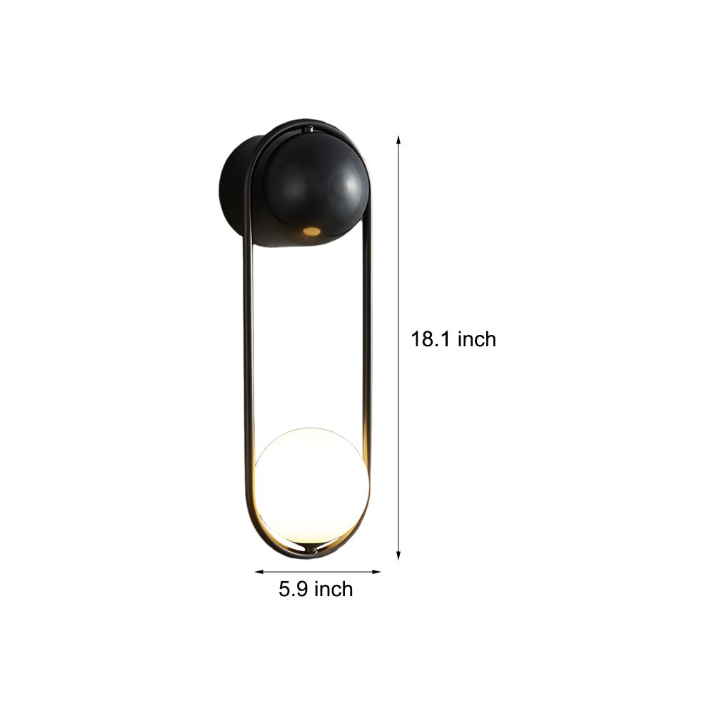 Modern Glass Globe Wall Sconce - Gold & Black Finish