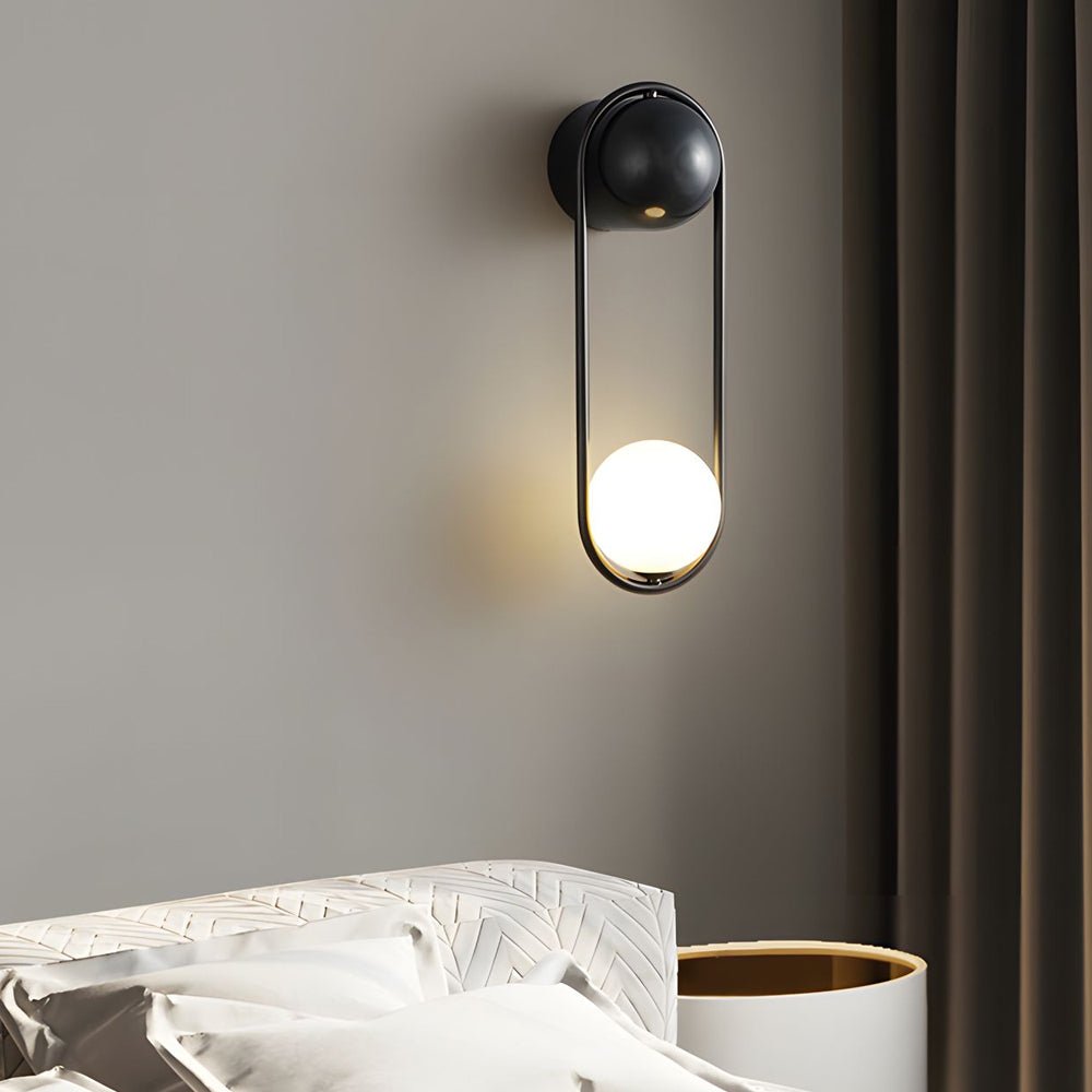 Modern Glass Globe Wall Sconce - Gold & Black Finish