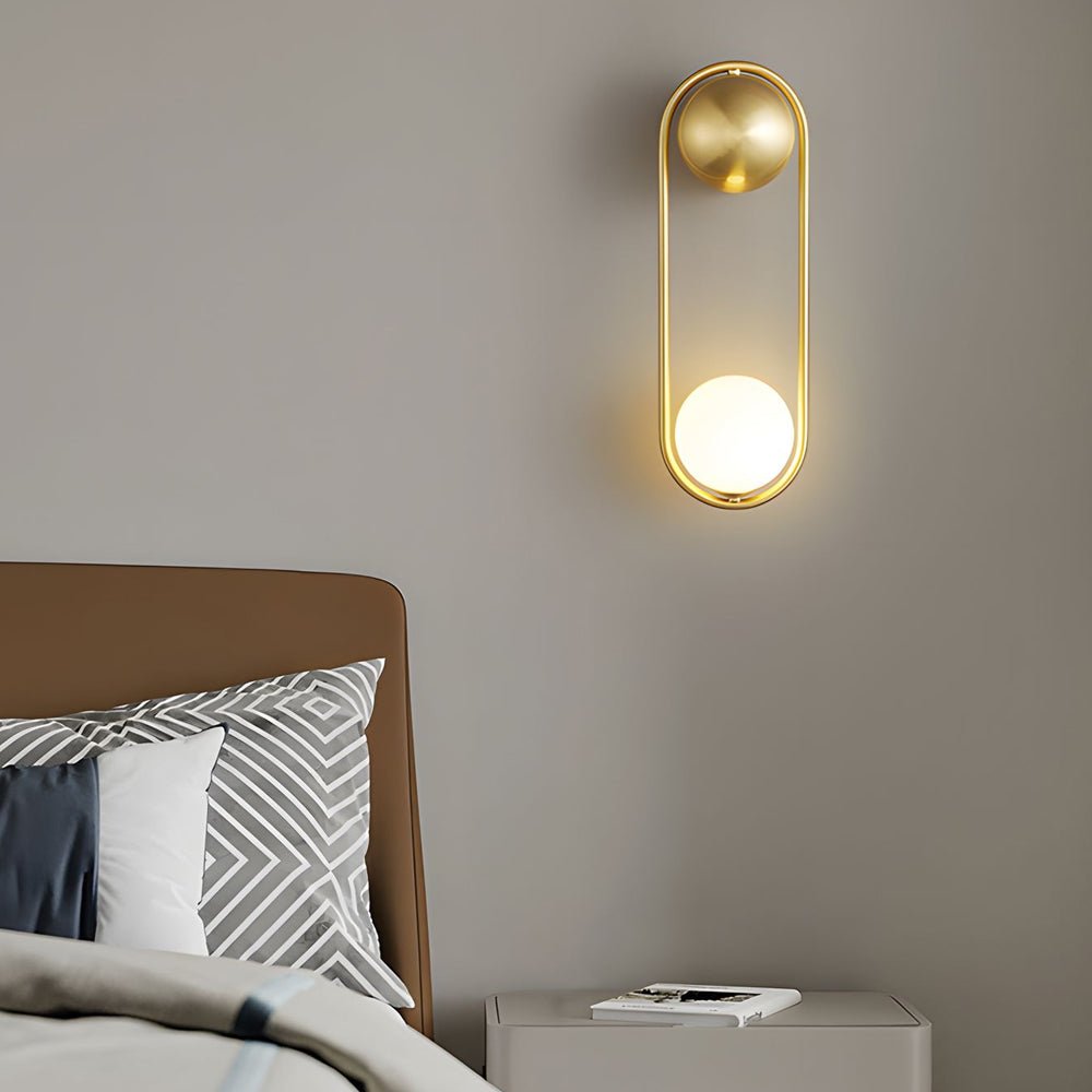 Modern Glass Globe Wall Sconce - Gold & Black Finish