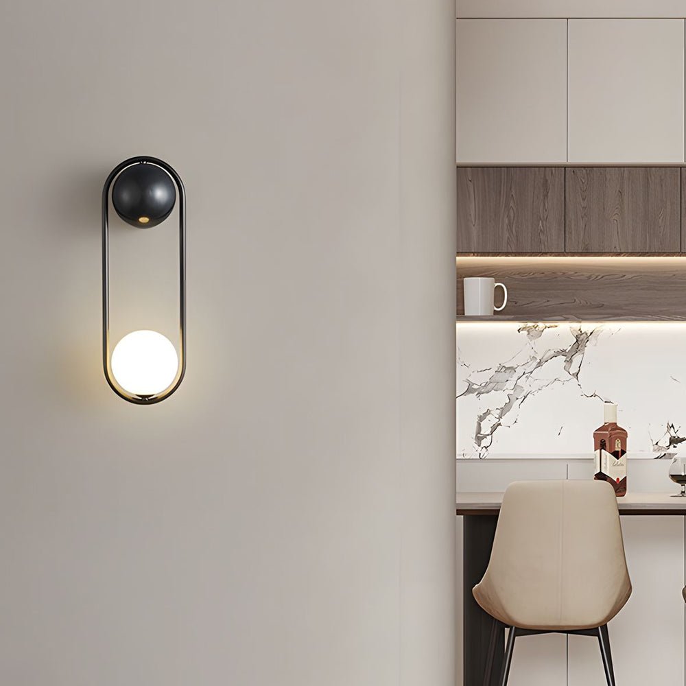 Modern Glass Globe Wall Sconce - Gold & Black Finish