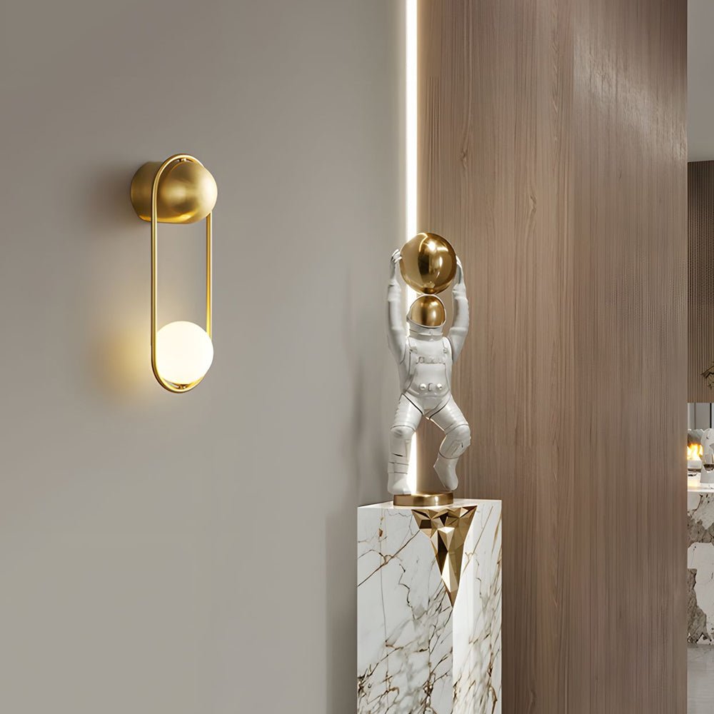 Modern Glass Globe Wall Sconce - Gold & Black Finish
