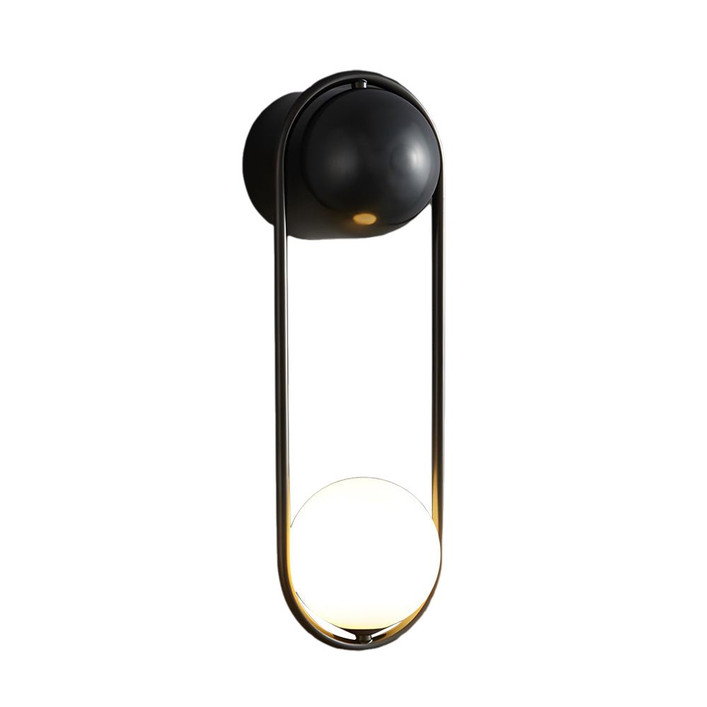 Modern Glass Globe Wall Sconce - Gold & Black Finish