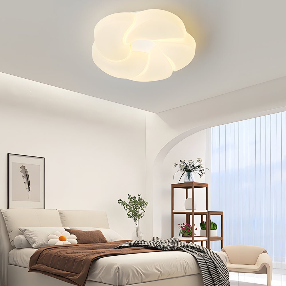 Modern Flower Flush Mount LED Ceiling Light - Milky White Finish