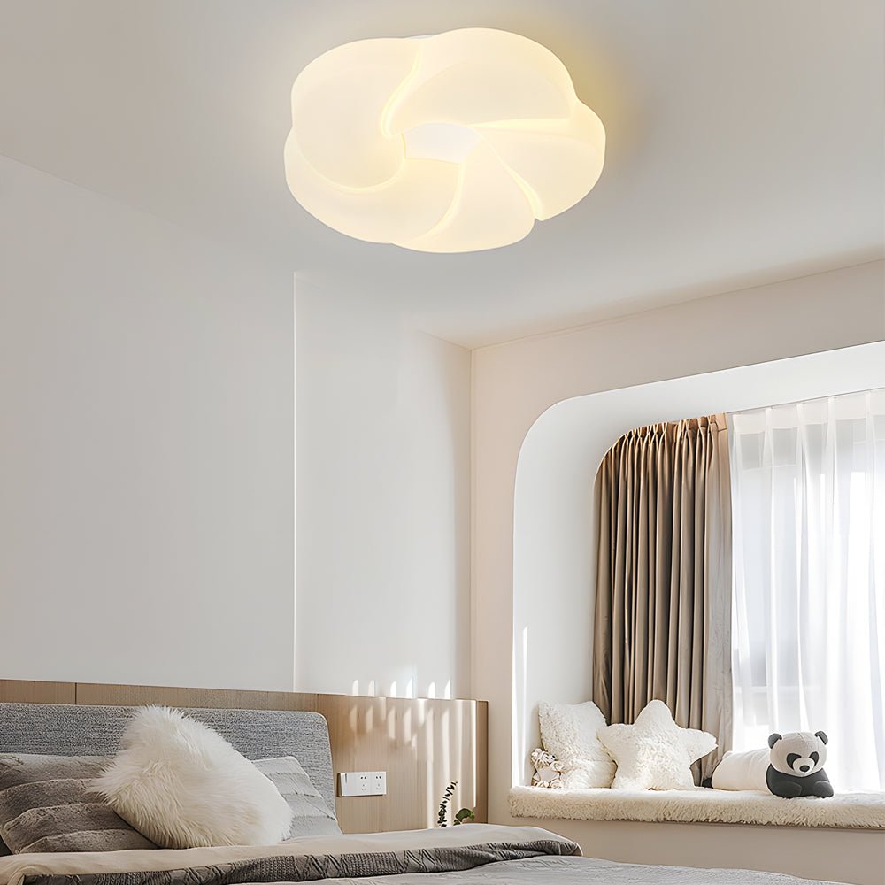 Modern Flower Flush Mount LED Ceiling Light - Milky White Finish