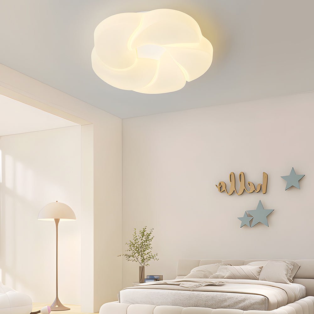 Modern Flower Flush Mount LED Ceiling Light - Milky White Finish